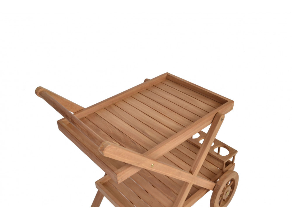 Servierwagen  Gartenmöbel Outdoor Modern Teak Honig 3