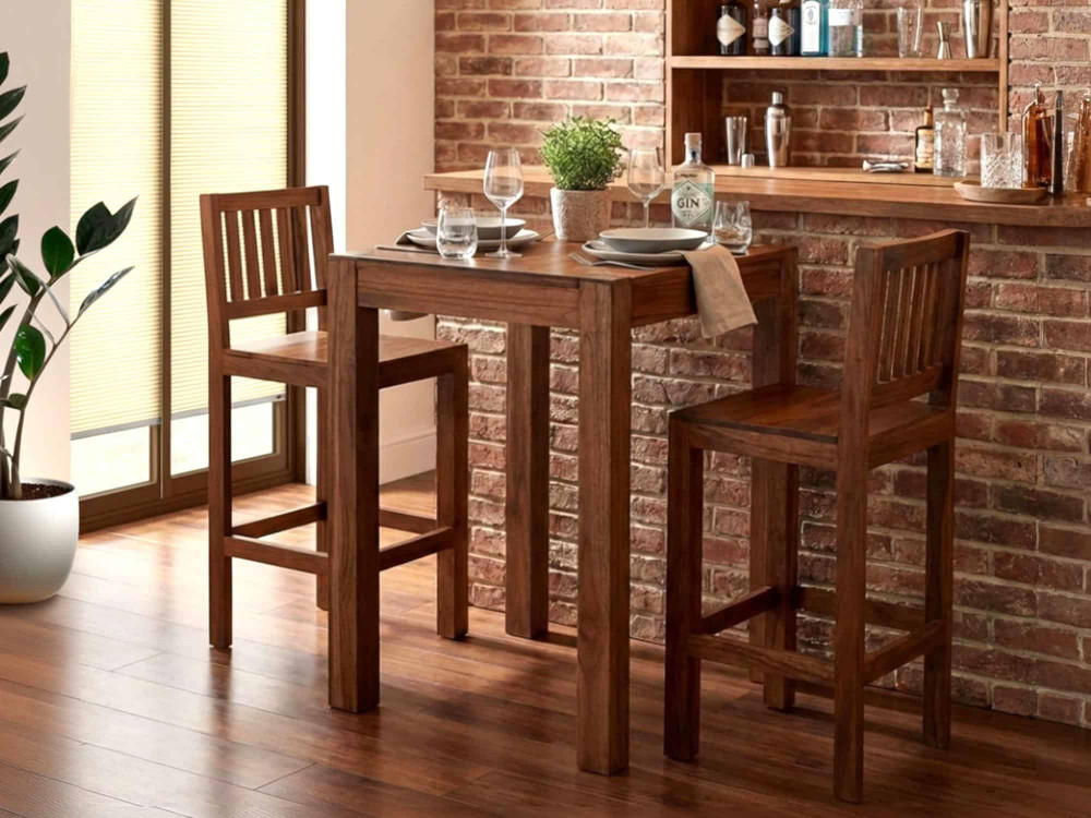 Bartisch Thali Modern Massivholz Teak Dunkelbraun