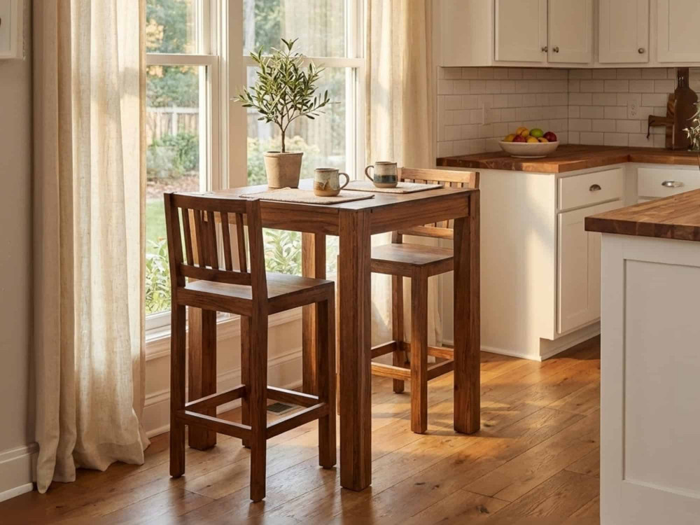 Bartisch Thali Modern Massivholz Teak Dunkelbraun