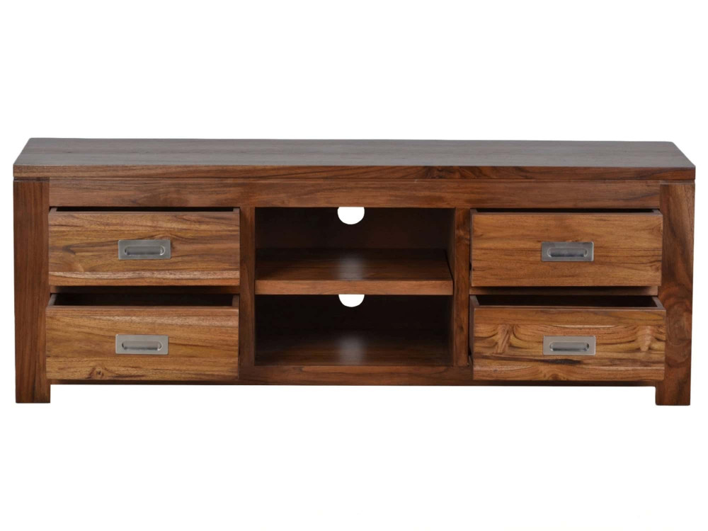 TV-Kommode Masala Modern Massivholz Teak Dunkelbraun