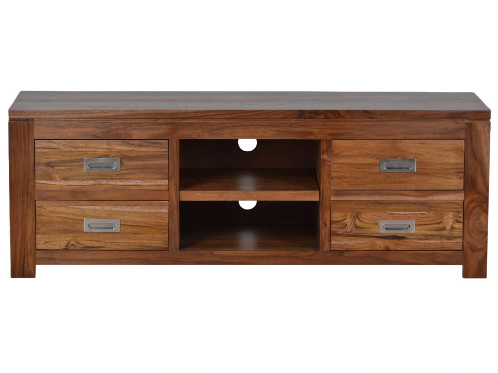 TV-Kommode Masala Modern Massivholz Teak Dunkelbraun