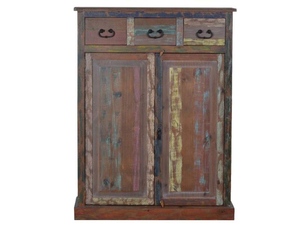 Schuhschrank Cancun Shabby Chic Massivholz Pinie Bunt
