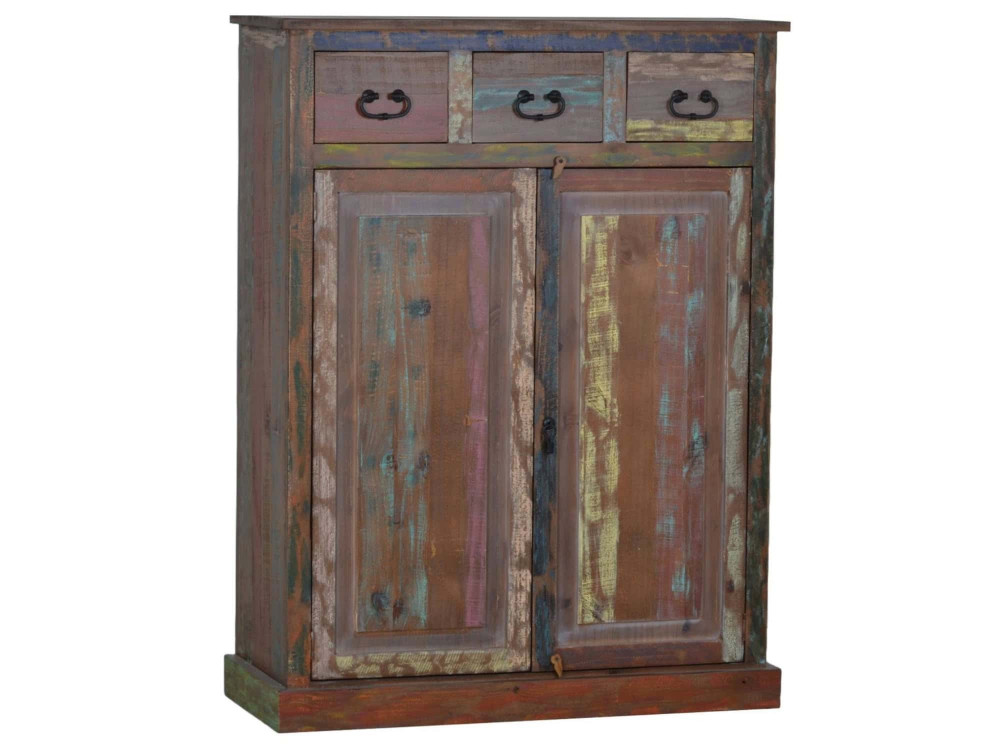 Schuhschrank Cancun Shabby Chic Massivholz Pinie Bunt