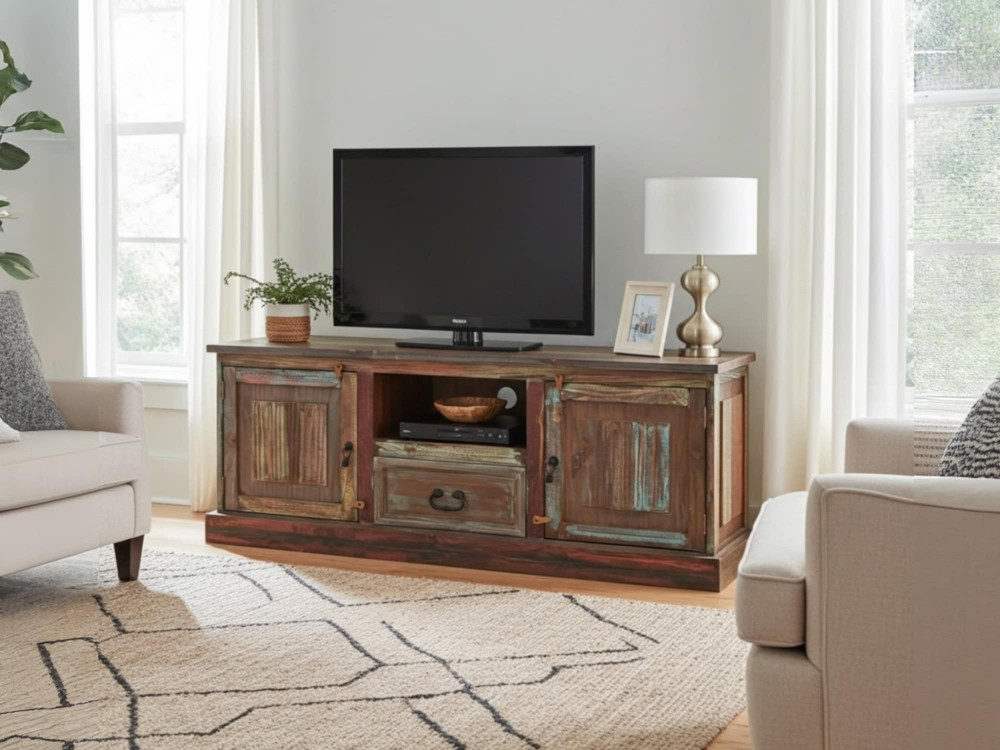 TV-Kommode Cancun Shabby Chic Massivholz Pinie Bunt