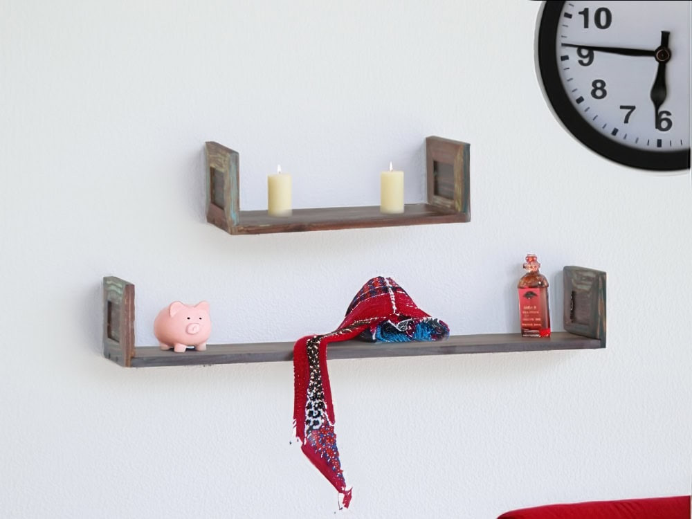 Wandregal Cancun Shabby Chic Massivholz Pinie Bunt