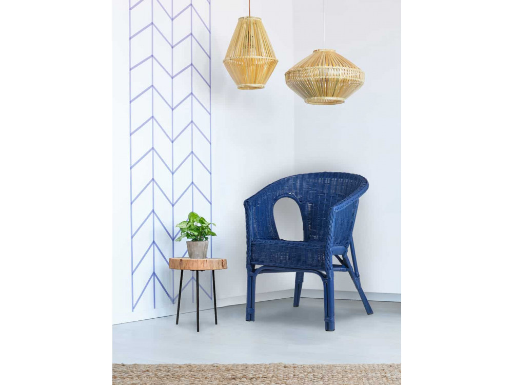 Armlehnstuhl Rattan Landhaus Blau