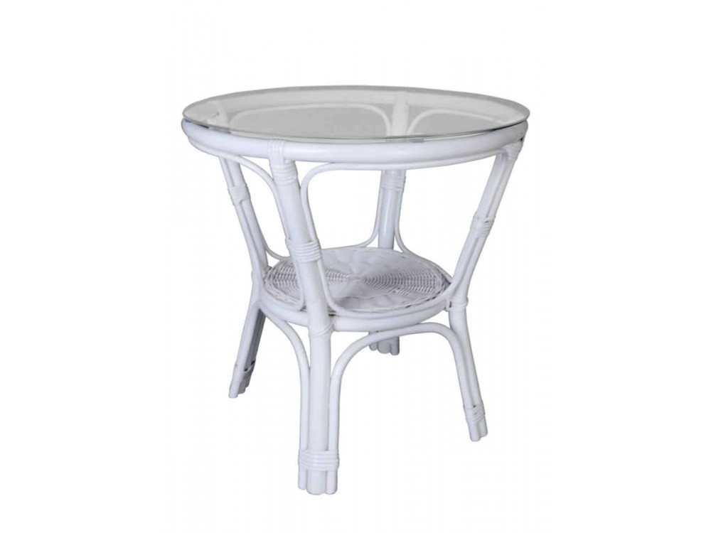 Couchtisch Rattan Landhaus Weiß