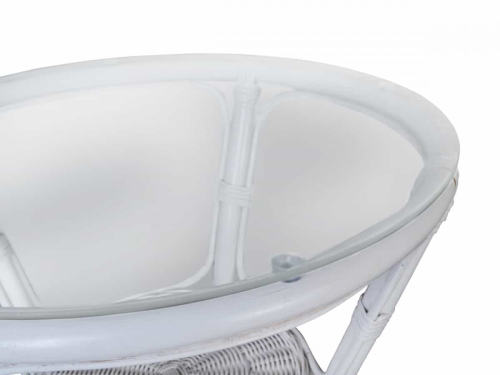 Couchtisch Rattan Landhaus Weiß