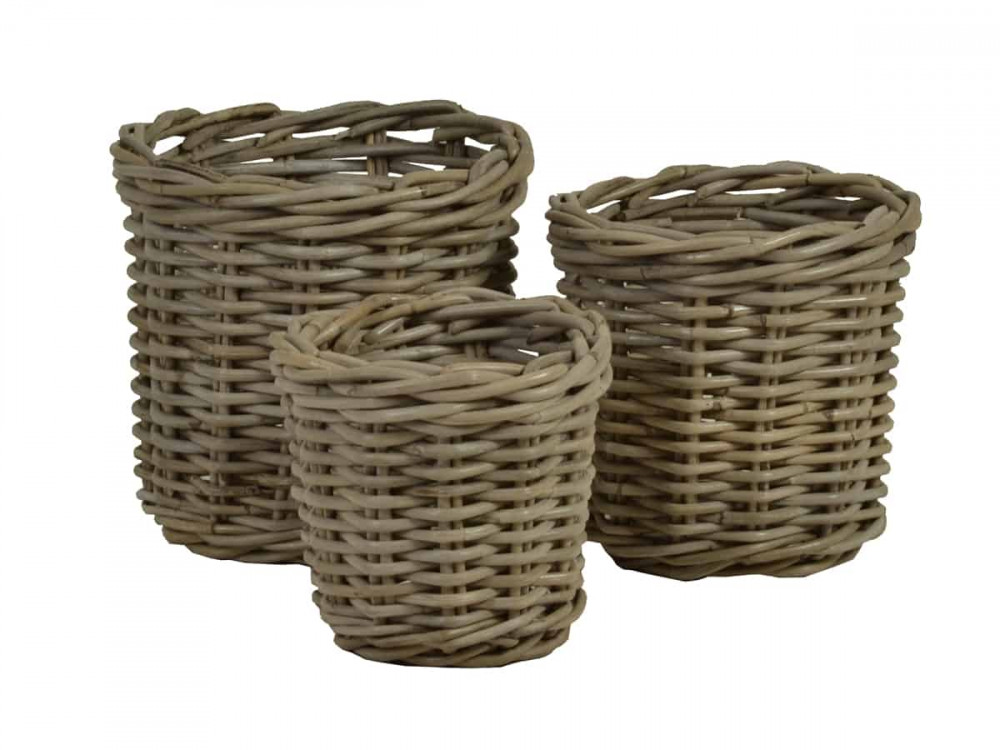 Korb Rattan Landhaus Kubu-grau