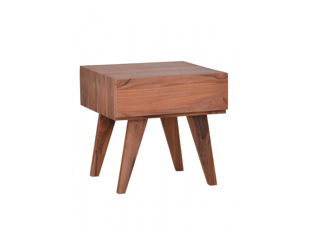 Beistelltisch Tamesi Modern Massivholz Teak Dunkelbraun