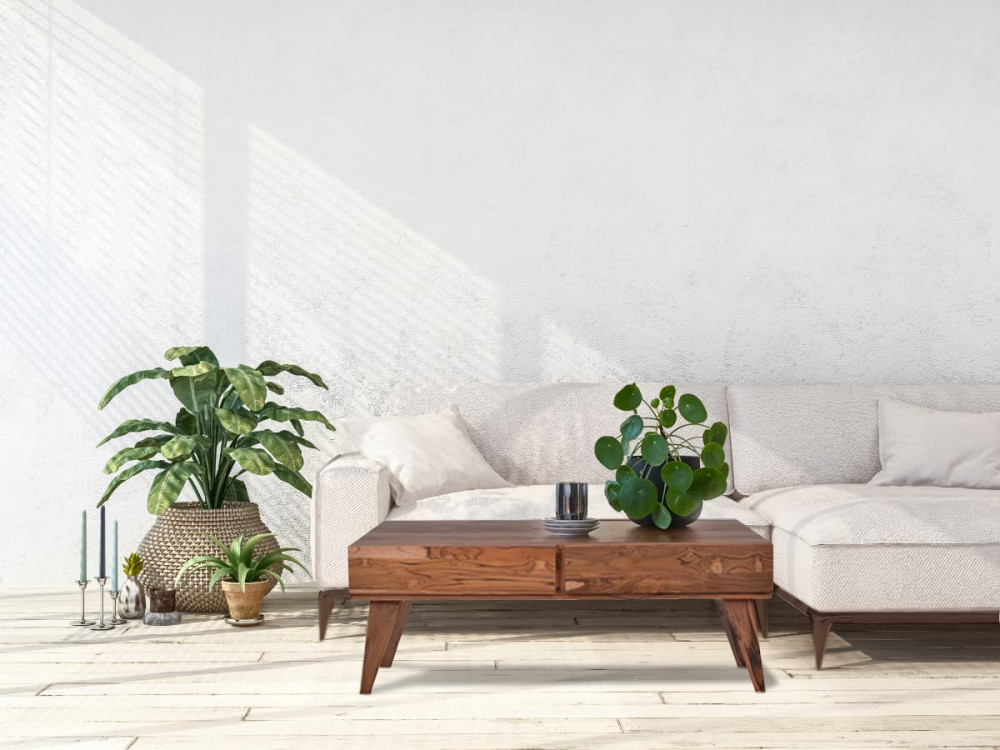 Couchtisch Tamesi Modern Teak Dunkelbraun