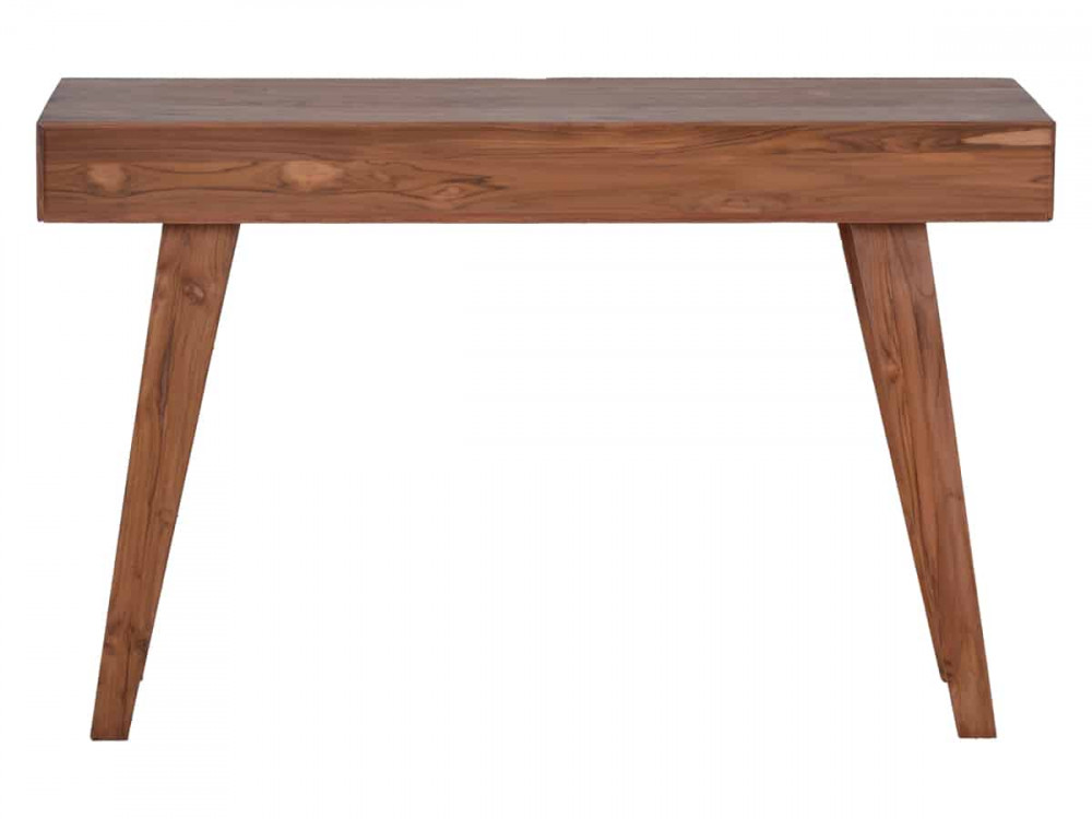 Schreibtisch Tamesi Modern Massivholz Teak Dunkelbraun