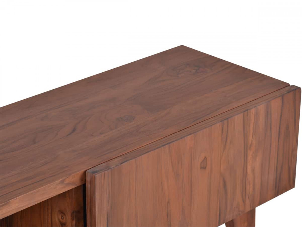 TV-Kommode Tamesi Modern Massivholz Teak Dunkelbraun