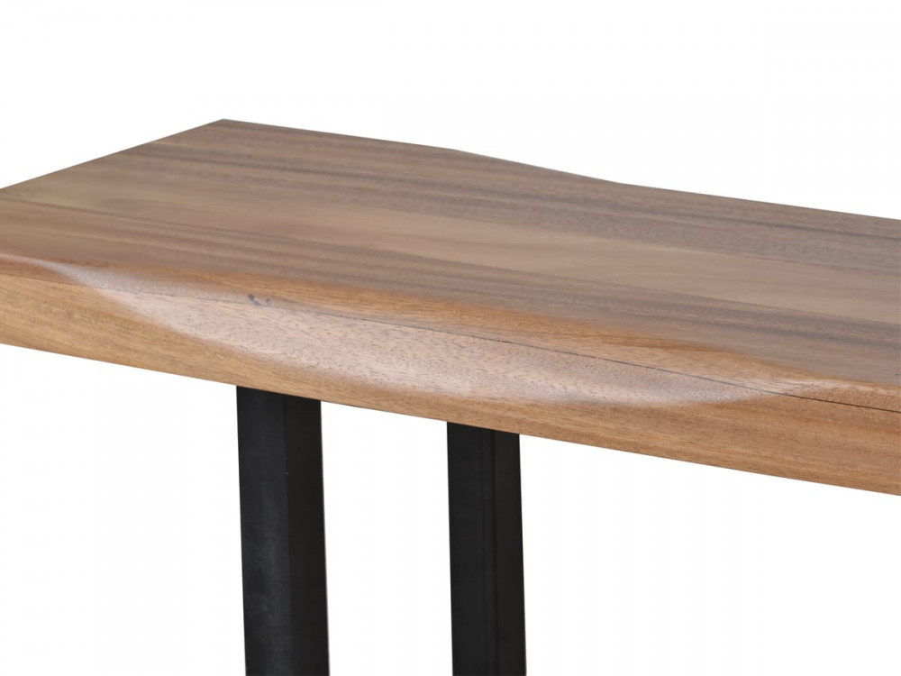 Bank Vanaja Modern Massivholz Metall Teak Dunkelbraun