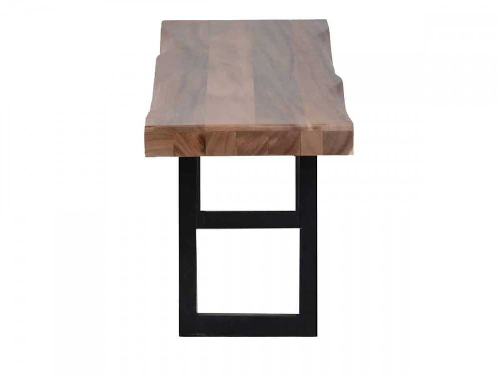 Bank Vanaja Modern Massivholz Metall Teak Dunkelbraun