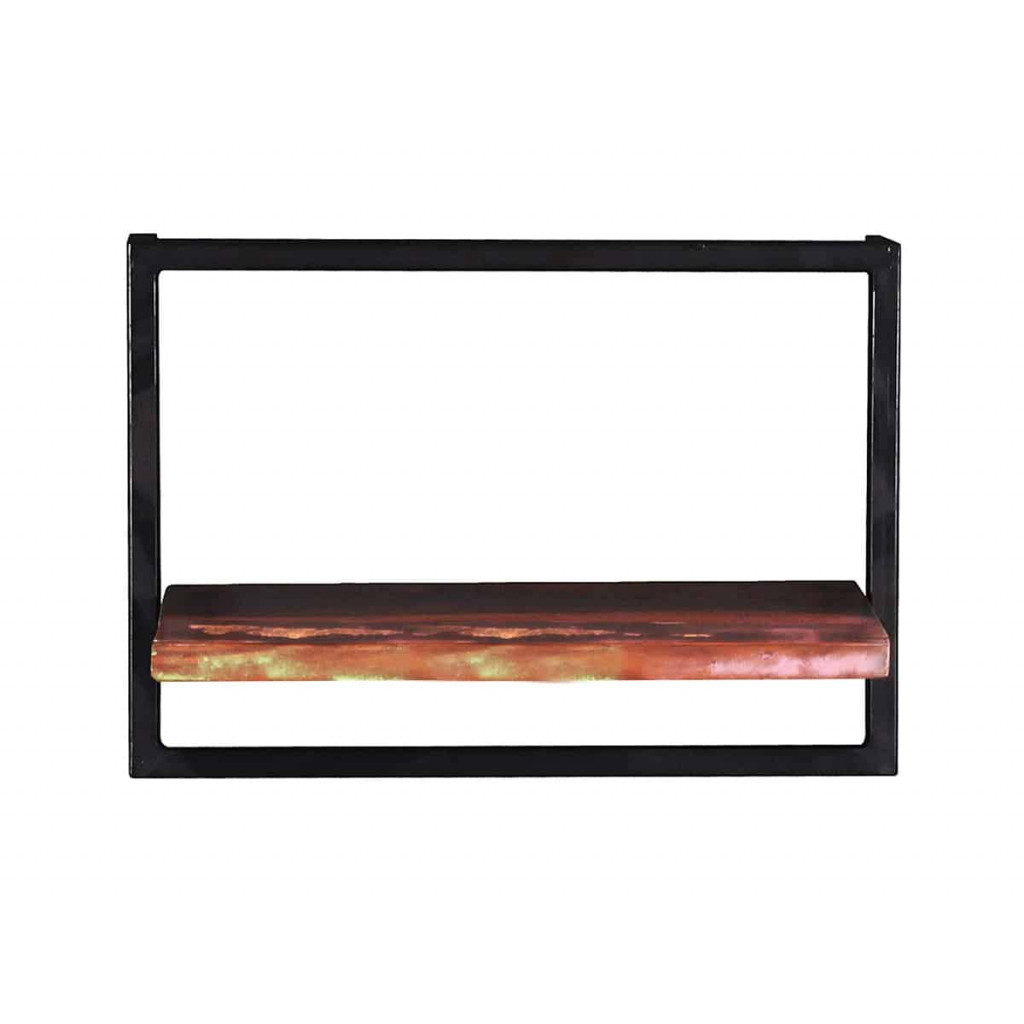 Wandregal  Shabby Chic Massivholz Metall Recycletes Holz Braun