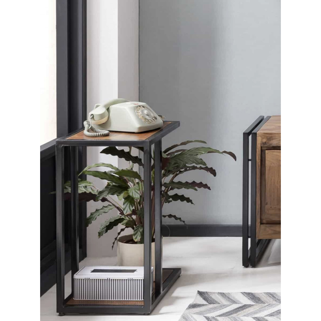 Beistelltisch Madras Modern Massivholz Metall Akazie Braun