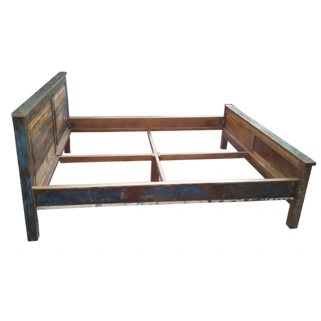 Bett  Shabby Chic Massivholz Recycletes Holz Braun