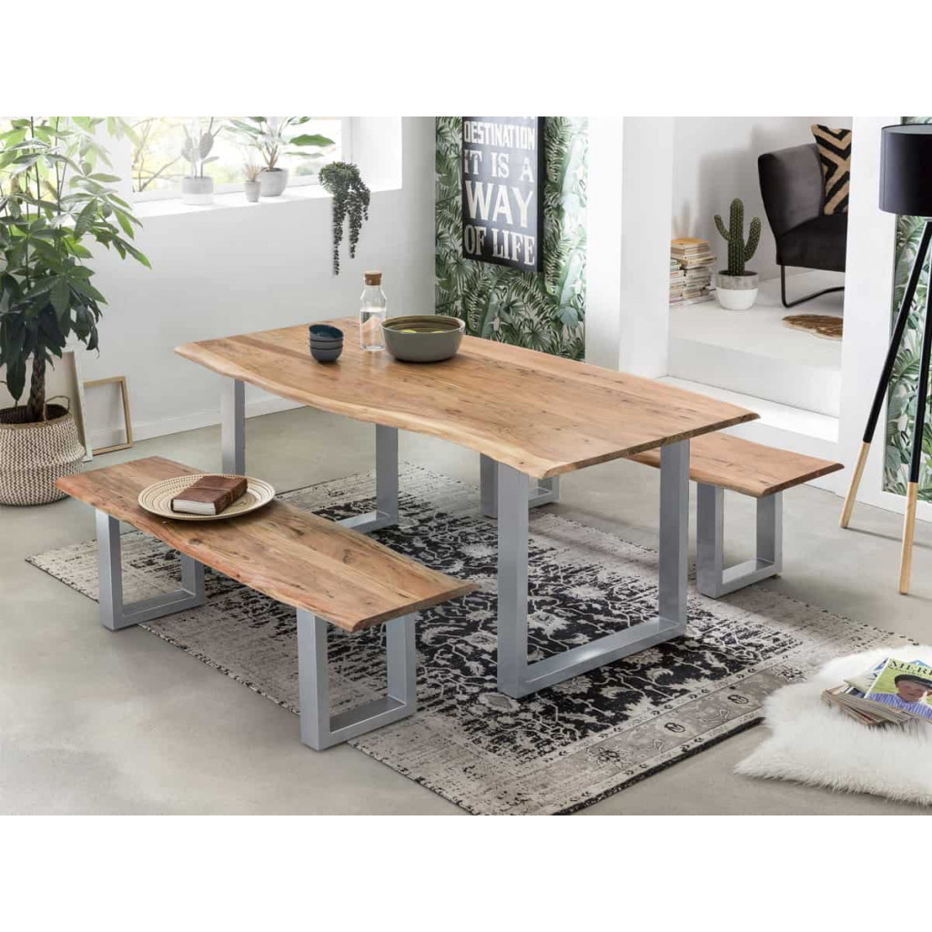 Esstisch Vanaja Modern Massivholz Metall Akazie Braun