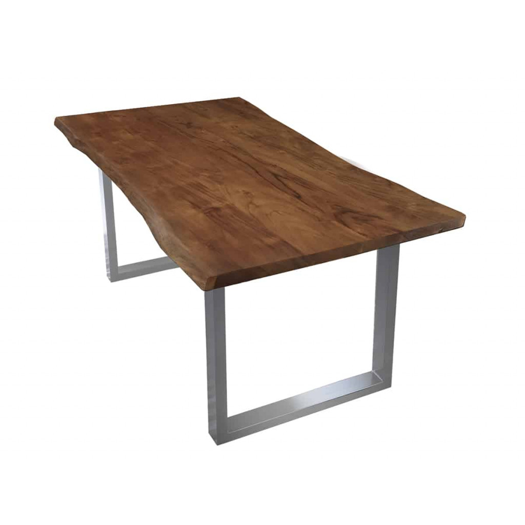 Esstisch Vanaja Modern Massivholz Metall Akazie Dunkelbraun