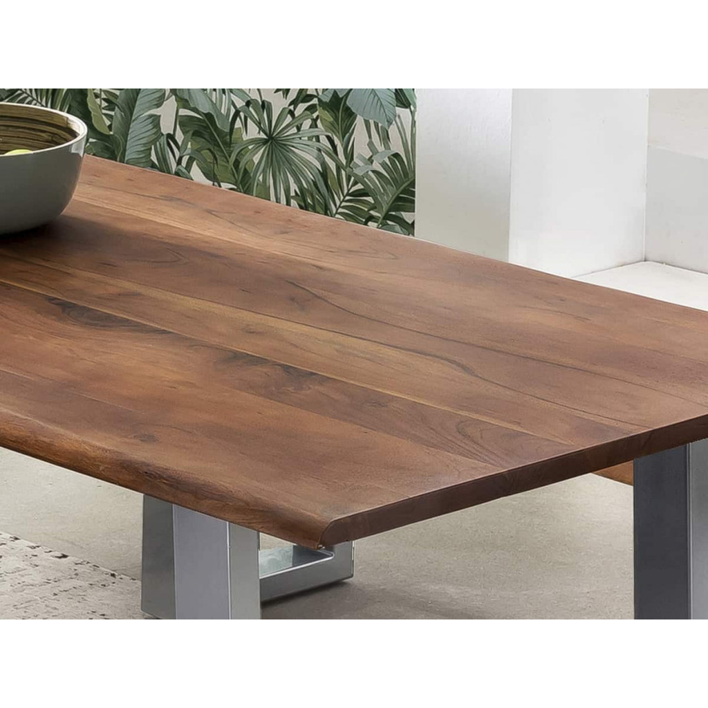 Esstisch Vanaja Modern Massivholz Metall Akazie Dunkelbraun