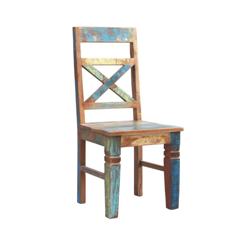 Esszimmerstuhl  Shabby Chic Massivholz Recycletes Holz Braun