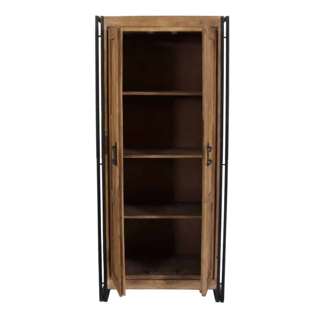 Garderobenschrank Madras Modern Massivholz Metall Akazie Braun