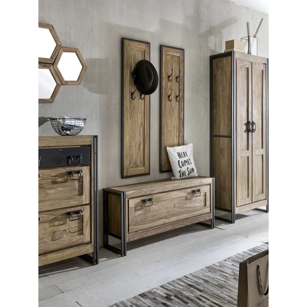 Garderobenständer Madras Modern Massivholz Metall Akazie Braun