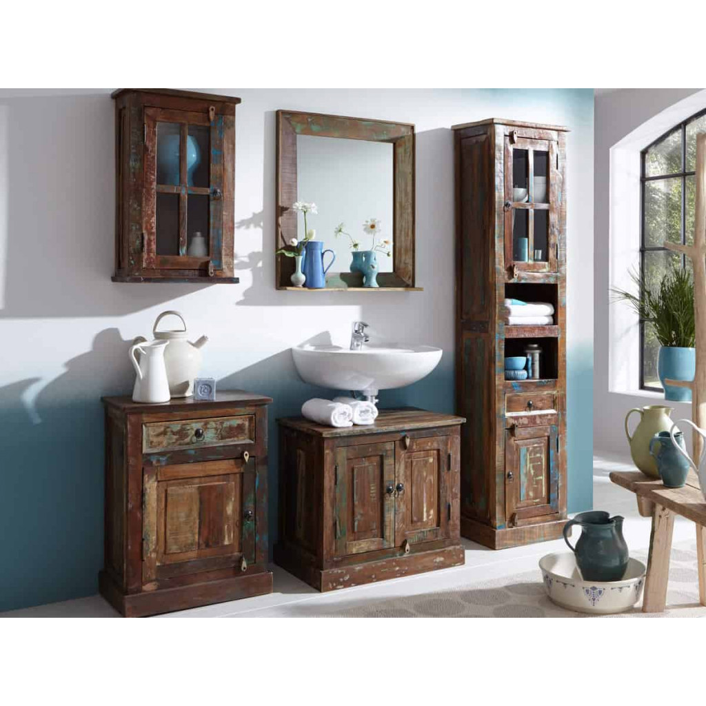 Hängeschrank  Shabby Chic Massivholz Recycletes Holz Braun