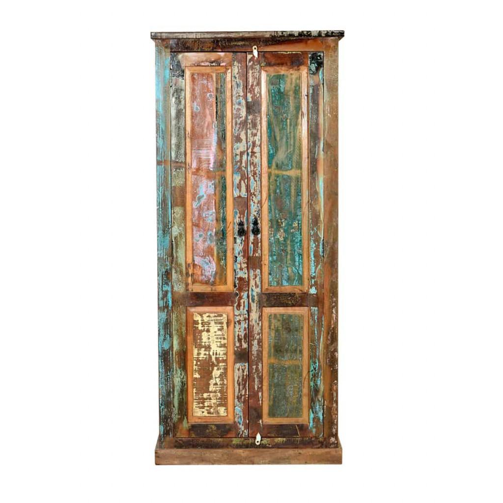 Kleiderschrank  Shabby Chic Massivholz Recycletes Holz Braun