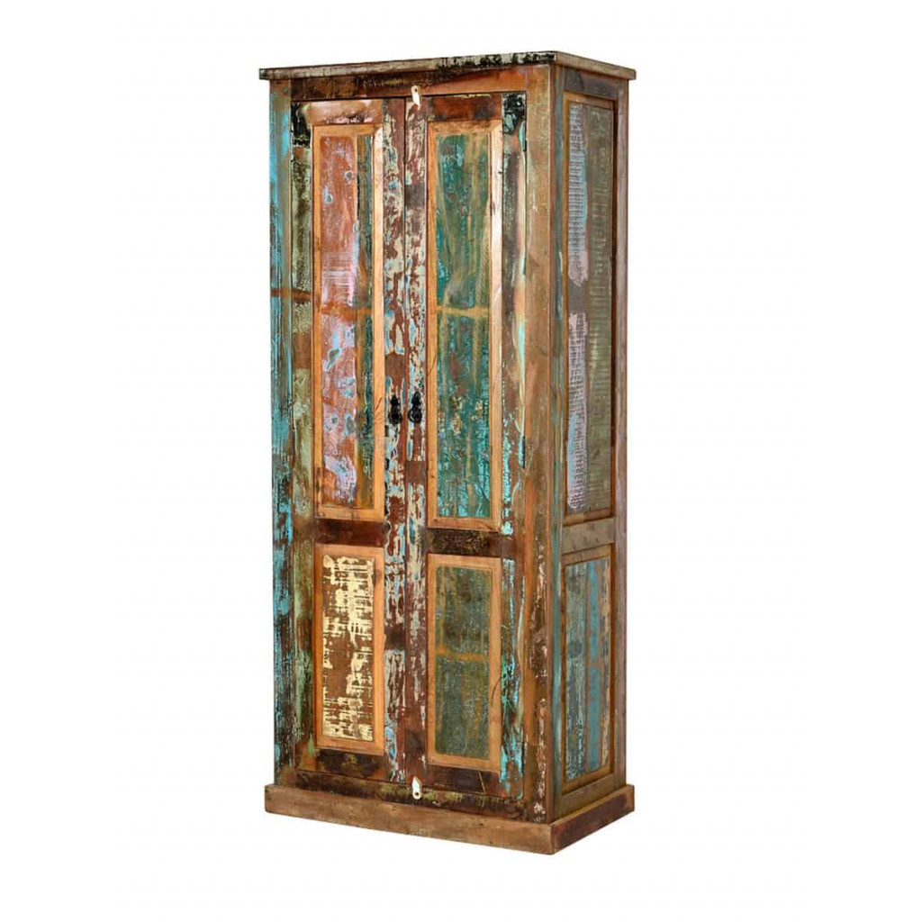 Kleiderschrank  Shabby Chic Massivholz Recycletes Holz Braun