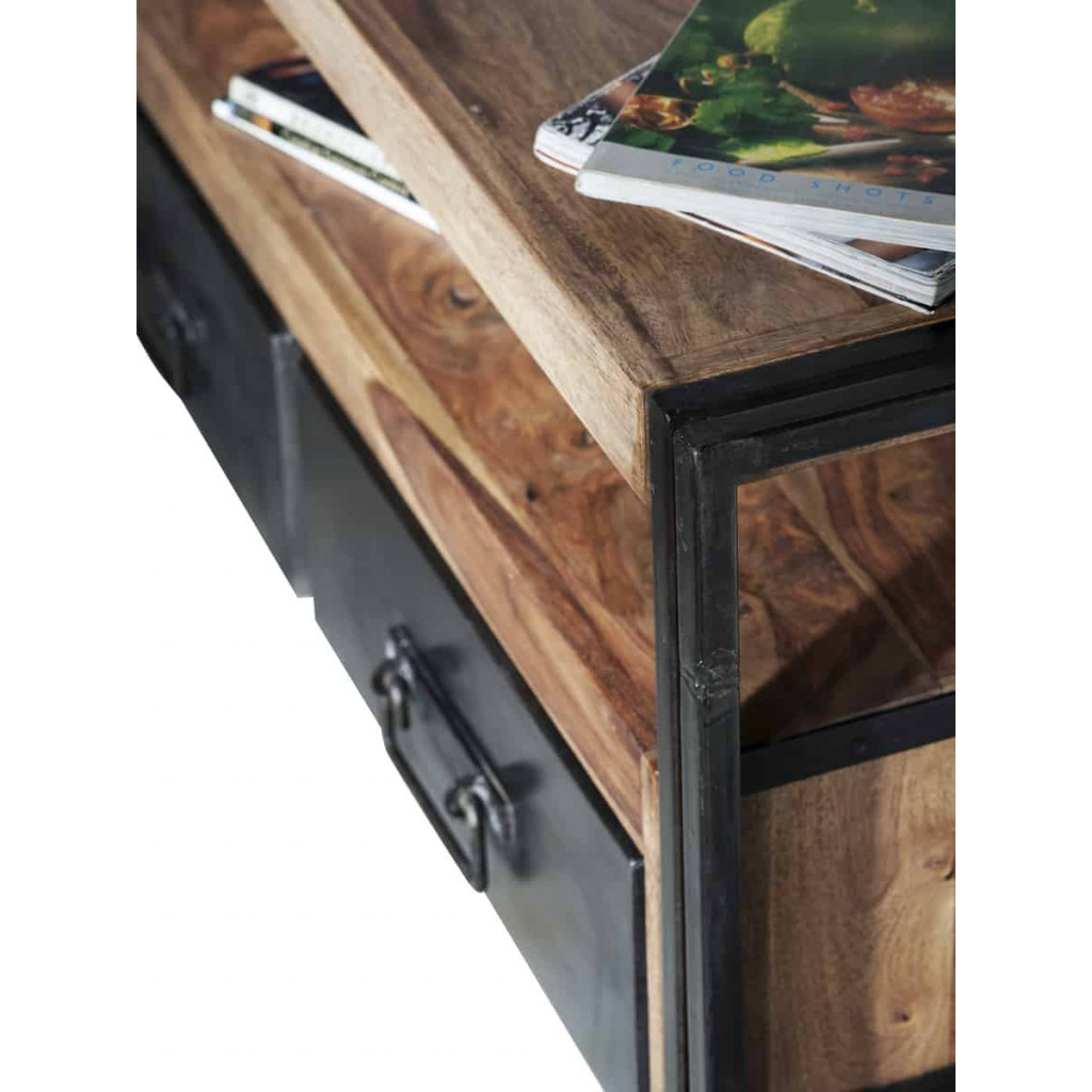 Lowboard Madras Modern Massivholz Metall Akazie Braun