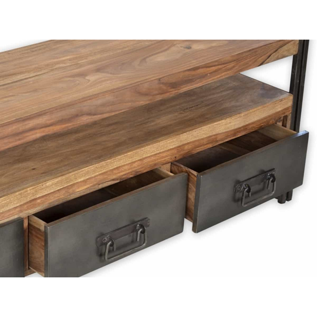 Lowboard Madras Modern Massivholz Metall Akazie Braun