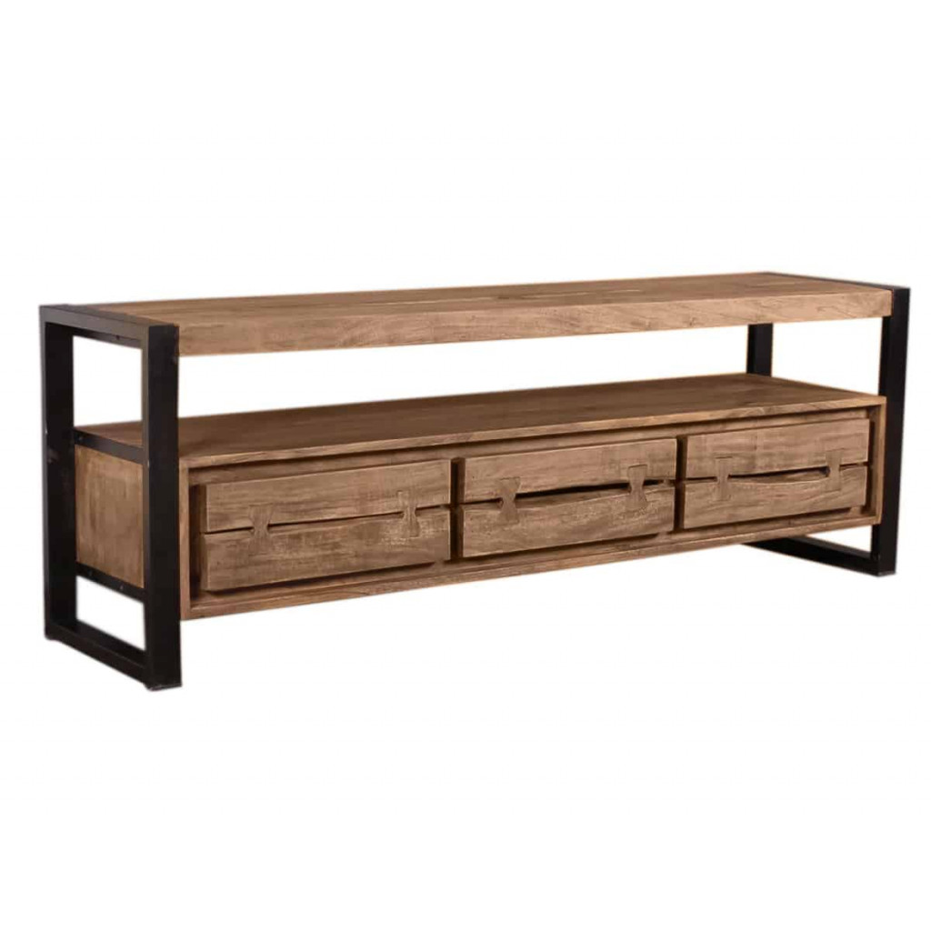 Lowboard  Modern Massivholz Metall Akazie Akazie natur