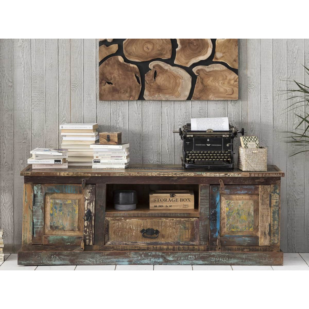 Lowboard  Shabby Chic Massivholz Recycletes Holz Braun