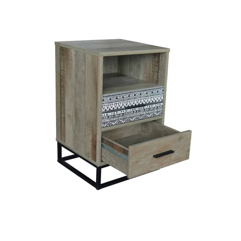 Nachttisch Benton Modern MDF Metall Braun