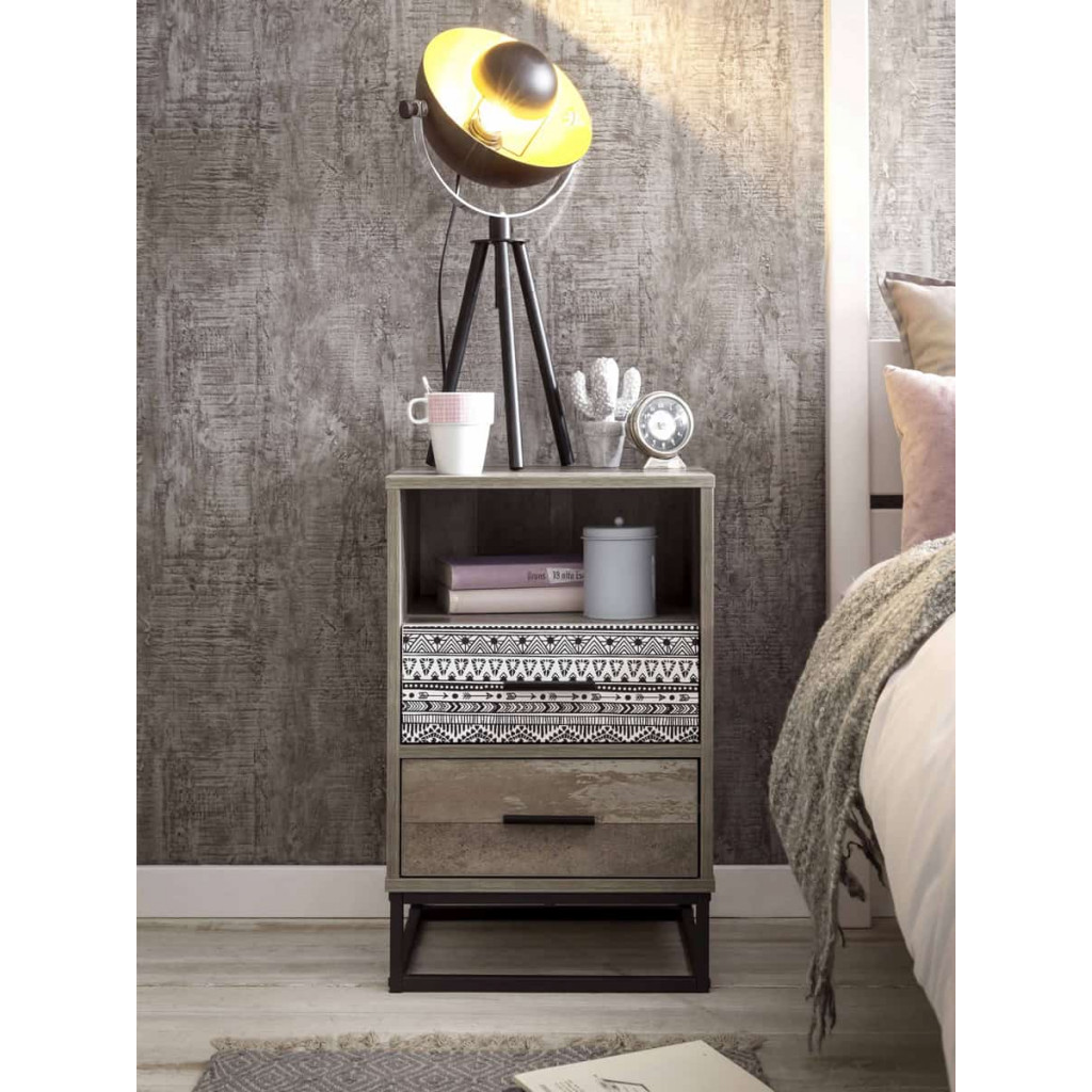 Nachttisch Benton Modern MDF Metall Braun