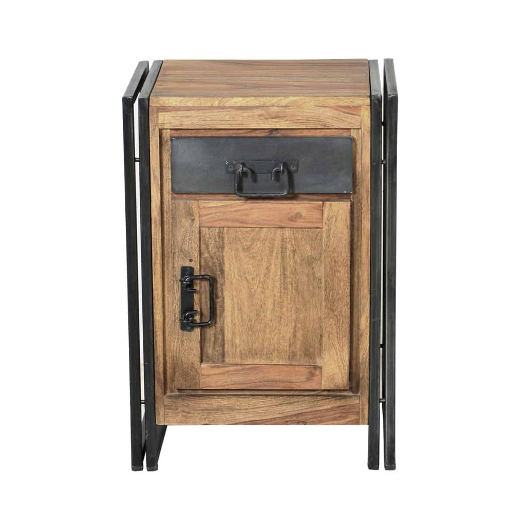 Nachttisch Madras Modern Massivholz Metall Akazie Braun