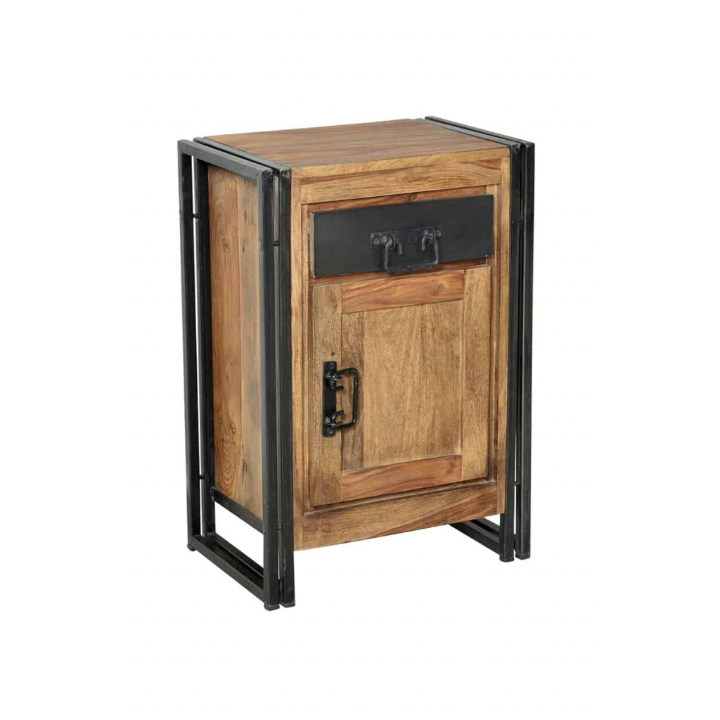 Nachttisch Madras Modern Massivholz Metall Akazie Braun