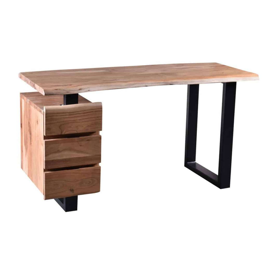 Schreibtisch  Modern Massivholz Metall Akazie Akazie natur