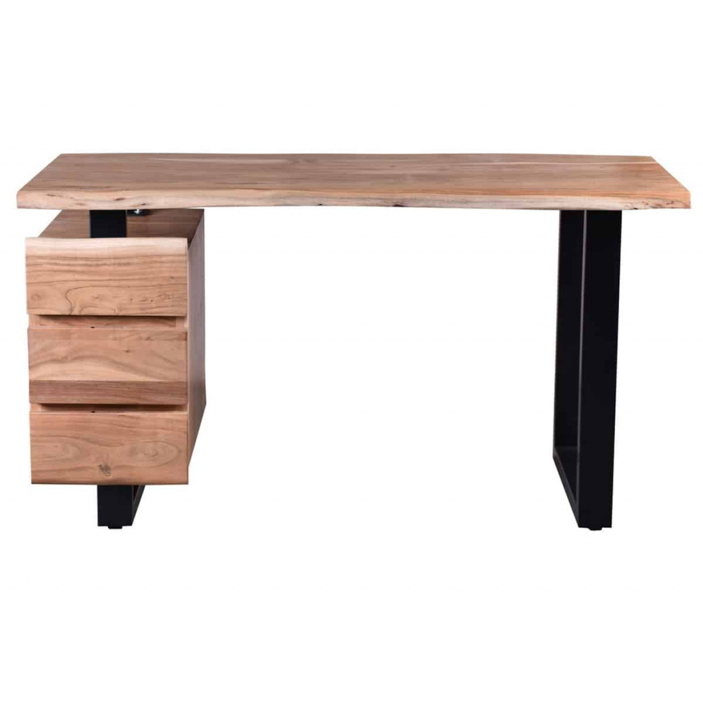 Schreibtisch  Modern Massivholz Metall Akazie Akazie natur