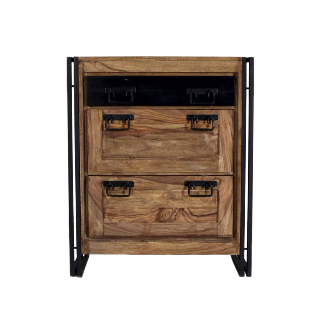 Schuhschrank Madras Kolonialstil Massivholz Metall Akazie Braun