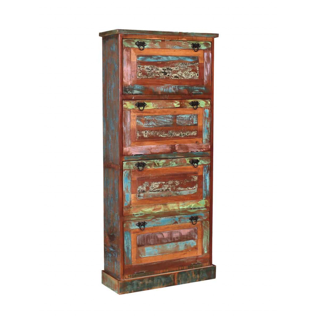 Schuhschrank Seaside Shabby Chic Recycletes Holz Braun