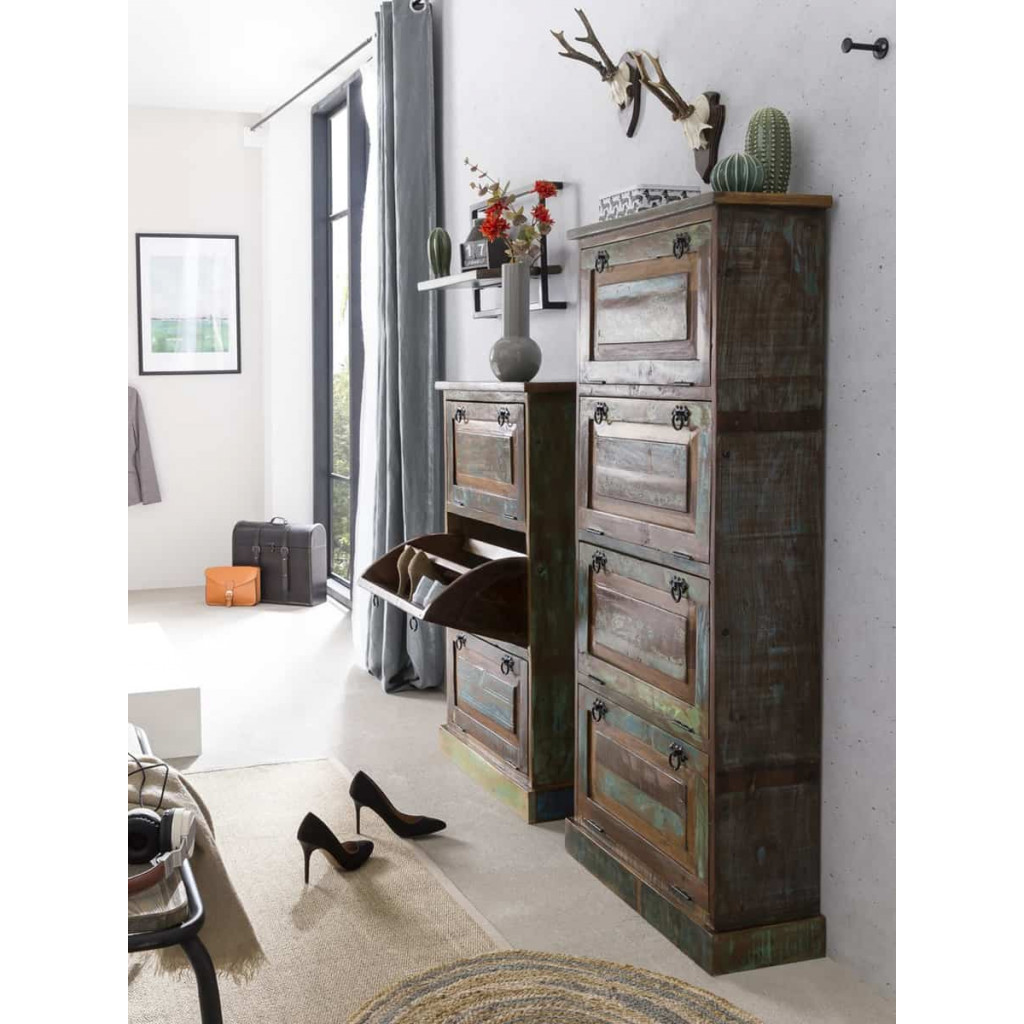 Schuhschrank Seaside Shabby Chic Recycletes Holz Braun
