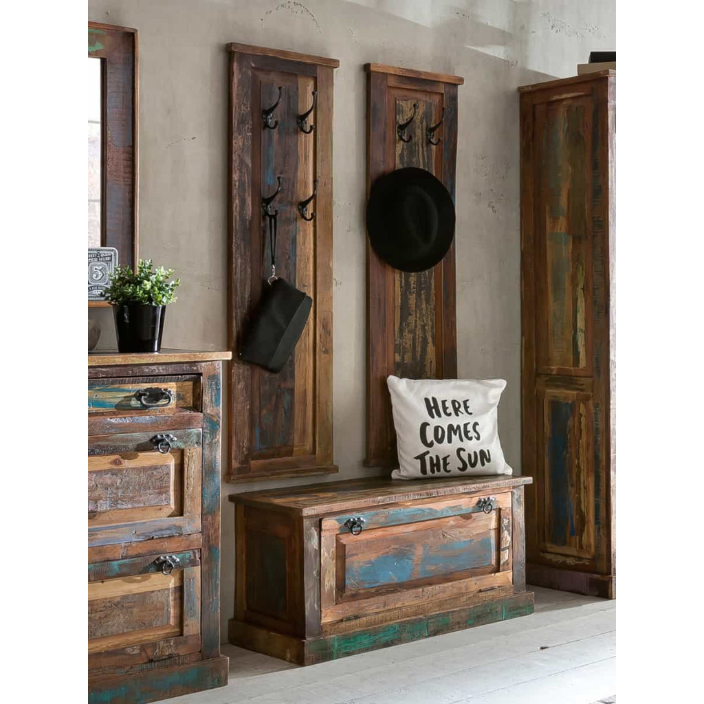 Schuhschrank  Shabby Chic Massivholz Metall Recycletes Holz Braun