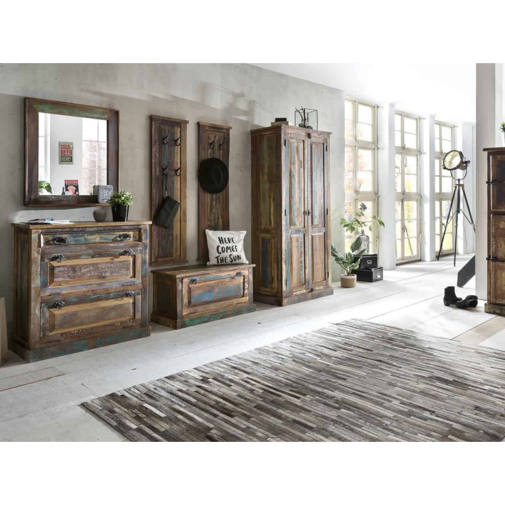 Schuhschrank  Shabby Chic Massivholz Recycletes Holz Braun