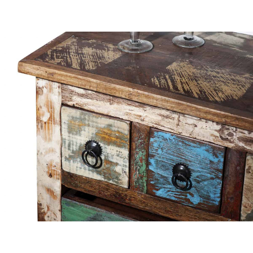 Servierwagen  Shabby Chic Massivholz Metall Recycletes Holz Braun