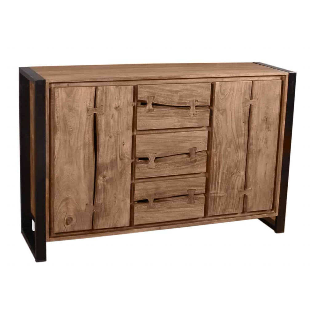 Sideboard  Modern Massivholz Metall Akazie Akazie natur