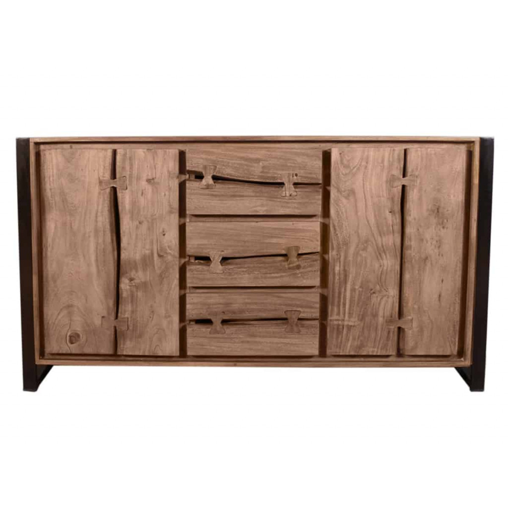 Sideboard  Modern Massivholz Metall Akazie Akazie natur