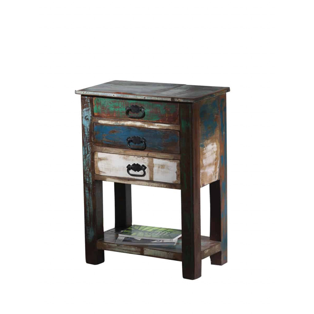 Telefontisch  Shabby Chic Massivholz Recycletes Holz Braun